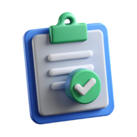3D Clipboard with Green Checkmark on a Transparent Background png