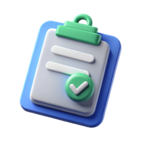 3D Blue Clipboard with Green Checkmark on transparent background png