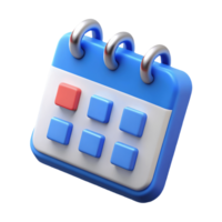 3D Blue Calendar Icon with Red Highlighted Date Perfect for Scheduling and Deadlines on a Transparent Background png