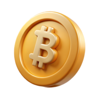 3D Rendered Shiny Gold Bitcoin Symbol on a transparent background png