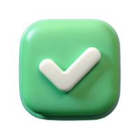 3D Green Checkmark Icon success on a transparent background png