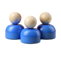 Three abstract figures with blue bodies and beige heads standing side by side on a transparent background png