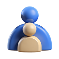 3D rendered abstract figures in blue and beige symbolizing connection or relationship on a transparent background png