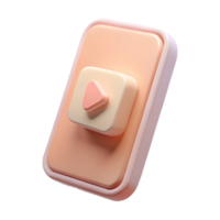 3D Rendered Minimalist Smartphone with Play Button Icon on a transparent background png