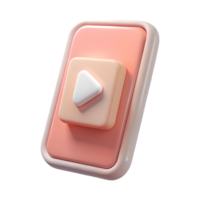 3D Rendered Smartphone with Play Button Icon on a Transparent Background png