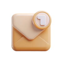 3D Envelope Icon with Notification Badge on a transparent background png