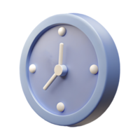 3D Rendered Blue Clock with White Dots and Hands on a Transparent Background png
