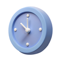 Simplified blue clock with white dots and hands isolated on a transparent background png