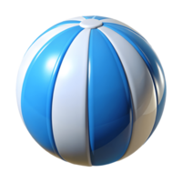 Shiny blue and white striped beach ball perfect for summer fun and pool parties on a transparent background png