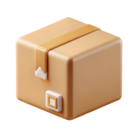 3D Rendered Brown Box with Yellow Straps and White Corners on a transparent background png