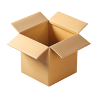 Open cardboard box perfect for packaging and shipping needs on a transparent background png