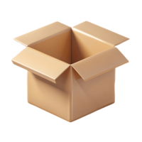 Open cardboard box perfect for packaging and shipping concepts on a transparent background png