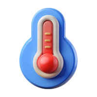 3D Thermometer Icon with Red and Blue Design on a transparent background png