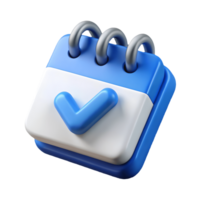 3D Blue Calendar Icon with Check Mark Perfect for Scheduling and Organization Concepts on a transparent background png