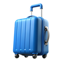 Blue hard-shell suitcase with a telescopic handle and wheels perfect for travel case isolated on a transparent background png