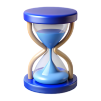 Blue and beige sand timer with blue liquid perfect for illustrating time management concepts in both personal and professional contexts on a transparent background png