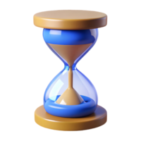 Modern blue and beige 3D sand timer with a glossy finish perfect for time management concepts on a transparent background png
