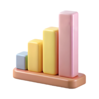 colorida 3d Barra gráfico com pastel azul amarelo e Rosa bares em uma pêssego base ideal para apresentações e dados visualização em uma transparente fundo png