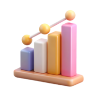 3D Colorful Bar Graph with Trend Line on a transparent background png