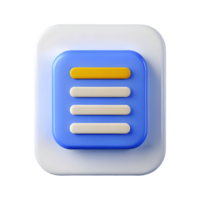 3D-rendered document icon with blue and yellow elements perfect for app interfaces and digital design projects on a transparent background png