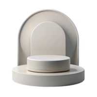 Minimalist 3D rendering of a product display podium with geometric shapes on a transparent background png