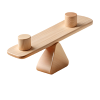 A minimalist wooden seesaw toy with cylindrical handles perfect for illustrating balance and playfulness in design projects on a transparent background png