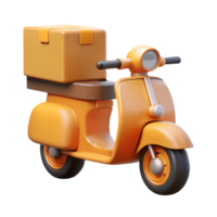 Orange scooter with a delivery box perfect for logistics and delivery service illustrations on a transparent background png