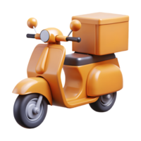 Orange delivery scooter with a matching box on the back perfect for logistics and courier services illustrations on a transparent background png