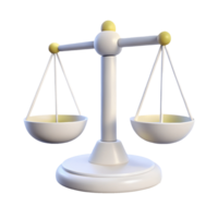 3D Render of a Modern Minimalist Balance Scale Symbolizing Justice and Equality Perfect for Legal and Fairness Concepts on a transparent background png