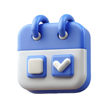 3d bleu calendrier icône avec vérifier marque symbolisant programmé Tâches et événements sur une transparent Contexte png