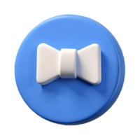 3D White Bowtie Icon on a Blue Circle Elegant and Modern Design Element on a transparent background png