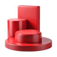 Red Product Display Podium Minimalist Presentation Stage for Showcase, 3D Rendering Transparent Background png
