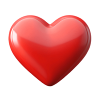 Glossy Red Heart Symbol Isolated on White, Love and Romance Concept for Valentines Day Marketing, Romantic Design Transparent Background png