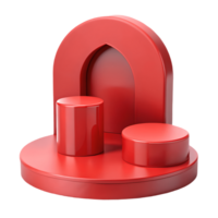 Red 3D Podium Stage Product Showcase Platform, Minimalist Display for Presentation, Abstract Backdrop Transparent Background png
