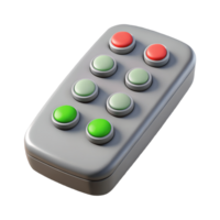desenho animado estilo controlo remoto ao controle dispositivo com colorida botões, moderno eletrônicos, 3d renderizado, isolado, transparente fundo png