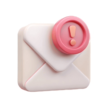 3D Email Icon with Exclamation Point Notification, Important Message Alert, Unread Email, Inbox Reminder Transparent Background png