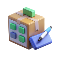 3D Rendered Illustration of Organized Planning System with a Pen and Application Buttons, Featuring Muted Tones and Clean Design Transparent Background png