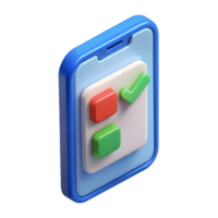 3D Smartphone Checklist App Task Management, Mobile Productivity, Seamless Approval, Illustration Transparent Background png