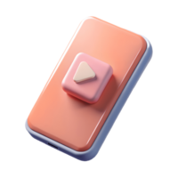 3D Rendered Smartphone with Play Button Pink and Blue Tech Illustration for Digital Media Transparent Background png
