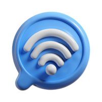 3D Rendered Blue WiFi Icon in a Rounded Speech Bubble Shape for Wireless Connectivity Transparent Background png