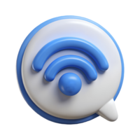 3D Blue and White WiFi Signal Icon within a Speech Bubble, Modern Connectivity Symbol Transparent Background png