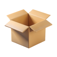 Empty Cardboard Box Illustration, Open Flaps, Shipping and Packaging, Delivery Concept, Isolated on, 3D Render Transparent Background png