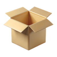 Open Empty Cardboard Box Brown Package, Unpacking, Shipping Container, Delivery Concept, Isolated on, 3D Rendering Transparent Background png