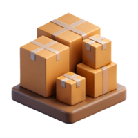 Stacked Brown Shipping Boxes on Platform Delivery, Packaging, and Logistics Icon Transparent Background png