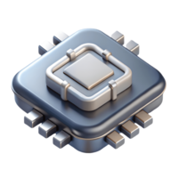 3D Rendered CPU Chip Illustration High Tech Microprocessor Icon with Silver Accents on Transparent Background png