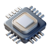 3D Rendered Microchip Illustration, Electronic Component, Clean Design, Silver and Gray, Technology Innovation Transparent Background png