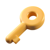 Cartoon Yellow Key Illustration on, a Simple and Playful 3D Render for Design Elements Transparent Background png