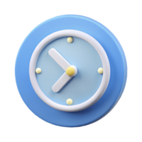 3D Rendered Blue Wall Clock Icon Showing Time, Round Design, Modern Minimalist Style, Cartoonish and Playful Aesthetic Transparent Background png