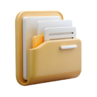 3D Yellow Folder Icon Organized Documents and Files, Digital Illustration for UI and UX Design, Information Management. Transparent Background png