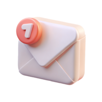 3D Rendered Email Notification Icon with One Unread Message, Digital Communication and Technology Transparent Background png